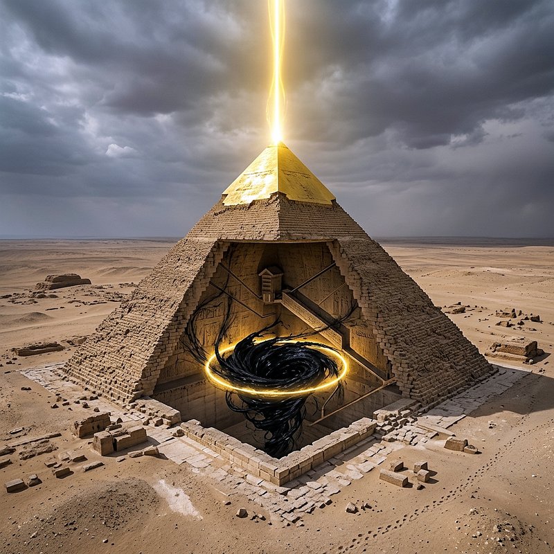 Pyramid and a black vortex Pyramid and a black vortex