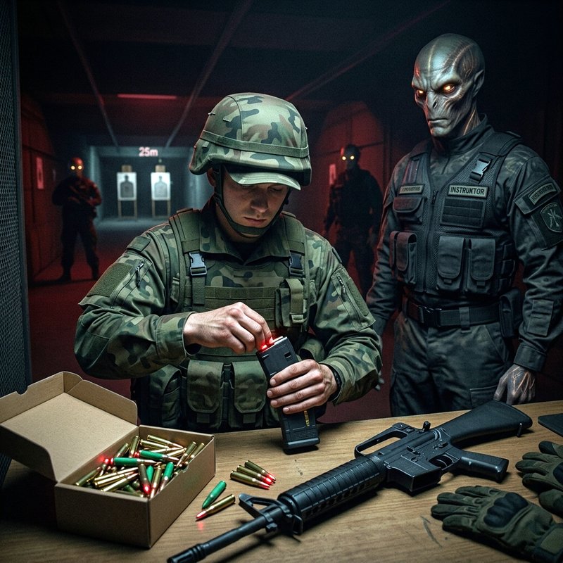 Shooting range with an alien