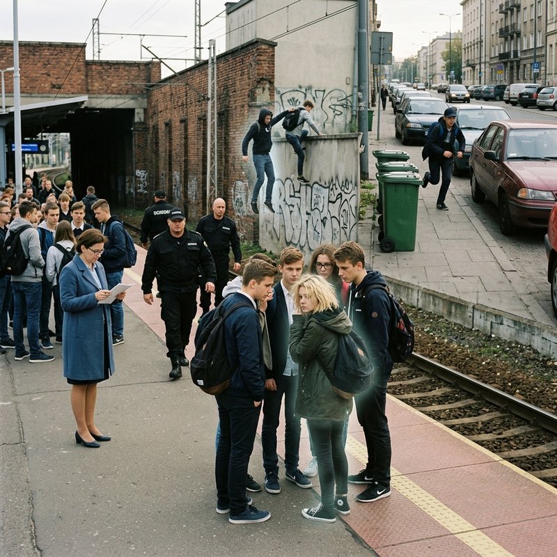 Magical students at the train station Magical students at the train station