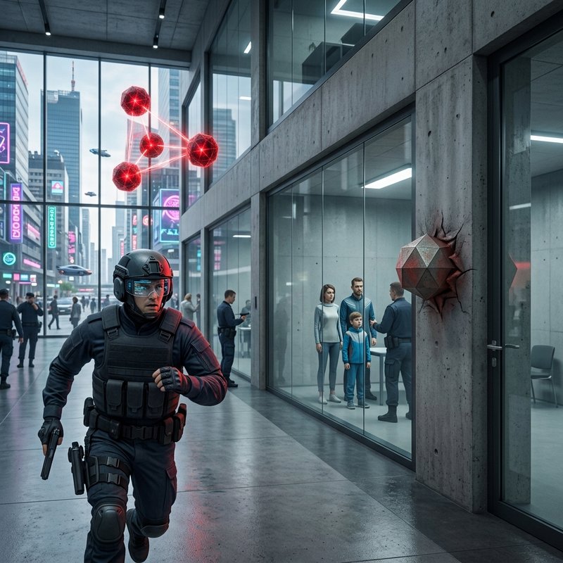 Policeman and red balls 800px